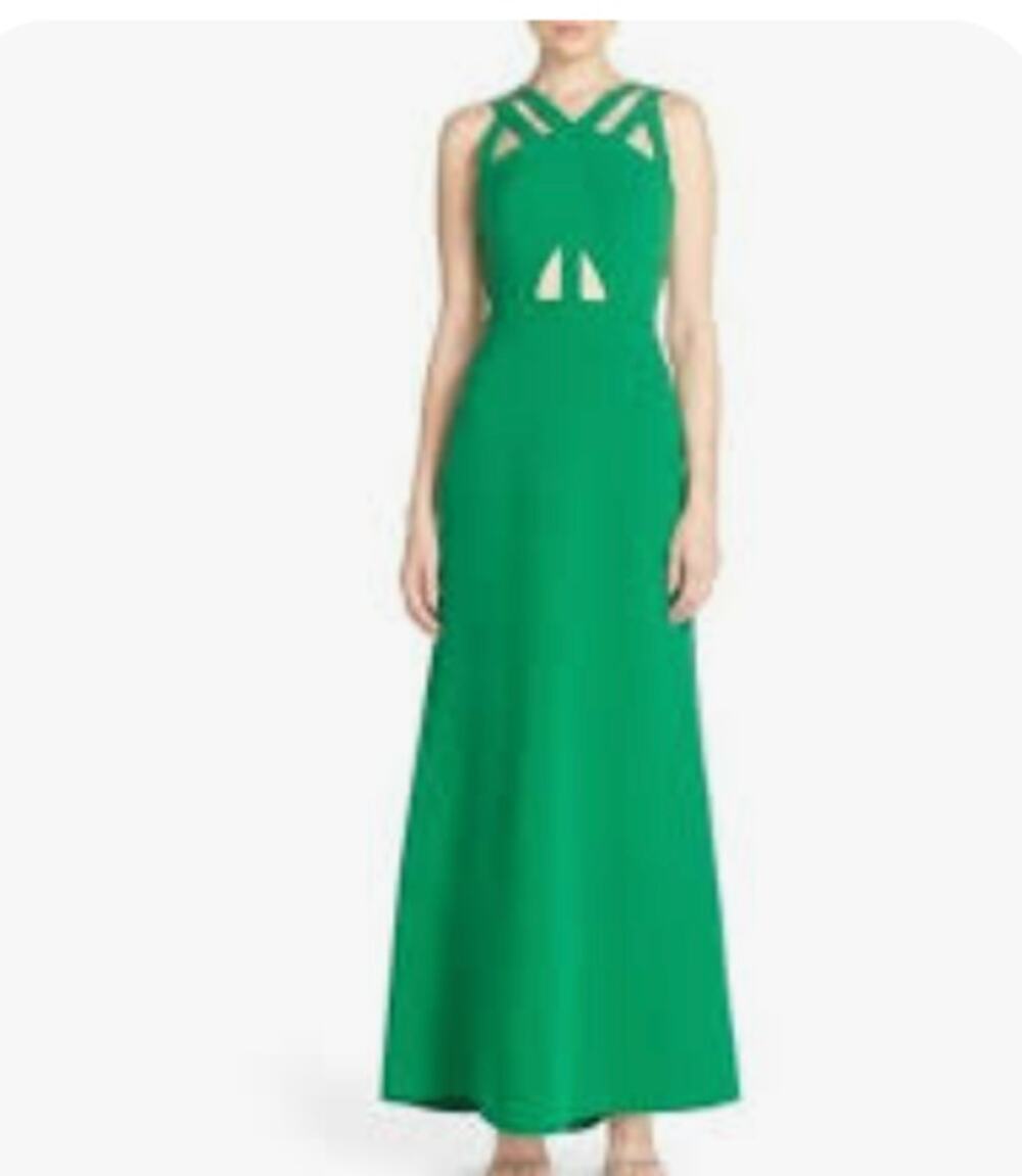 BCBG Max Azria Cut Out Maxi Dress Green 0